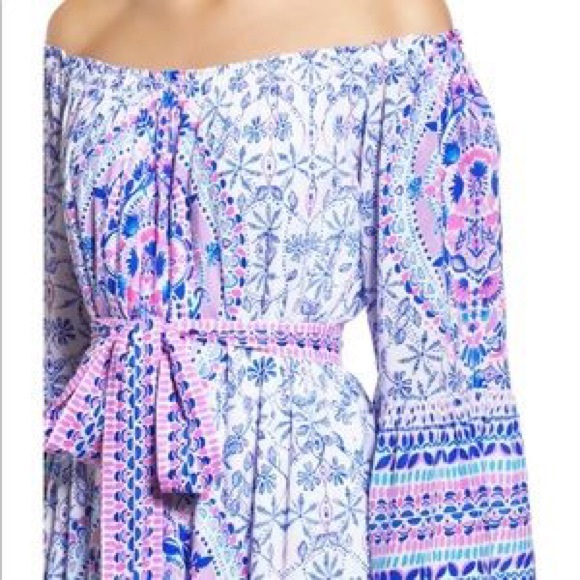 Lilly Pulitzer Abigale midi printed side shoulder dress with belt - Picture 7 of 9
